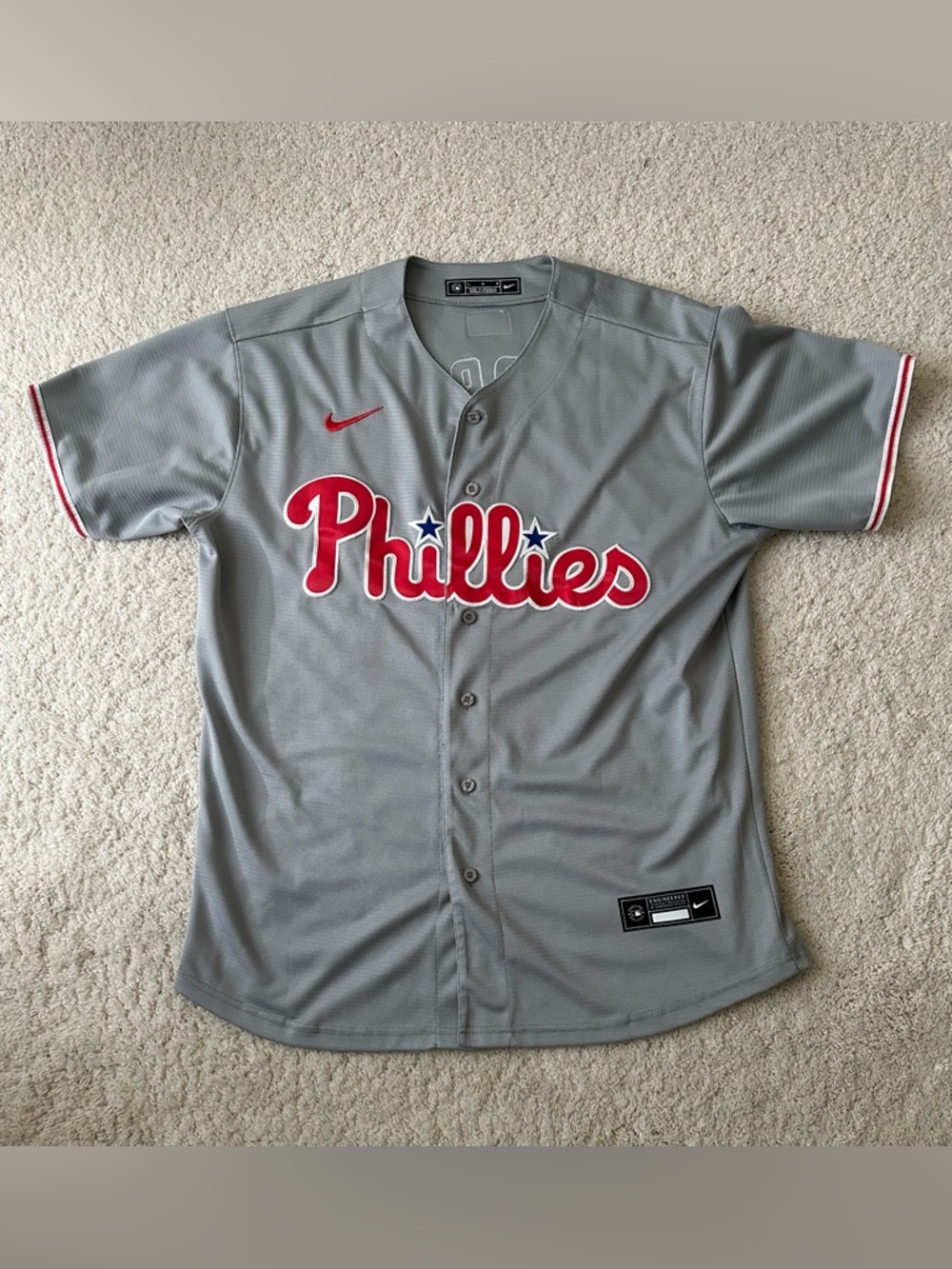 Men’s Nike Philadelphia Phillies Bryce Harper #3  Gray Away Jersey Size Large